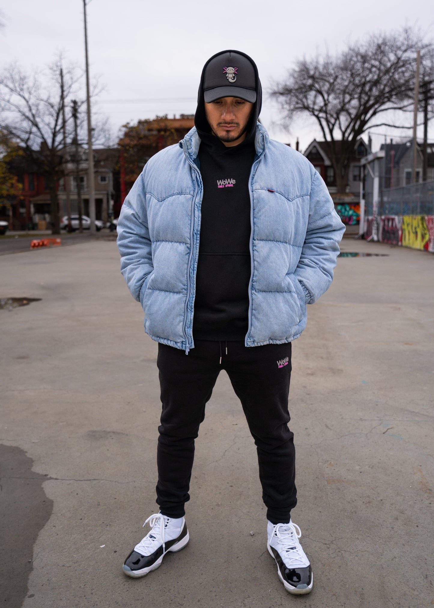 Trucker Hats / Adults & Kids - Black Trucker Dark Axolotl